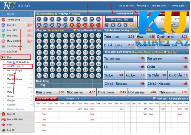 Giao diện cược Keno tại nhà cái Kubet Giao diện cược Keno tại nhà cái Kubet