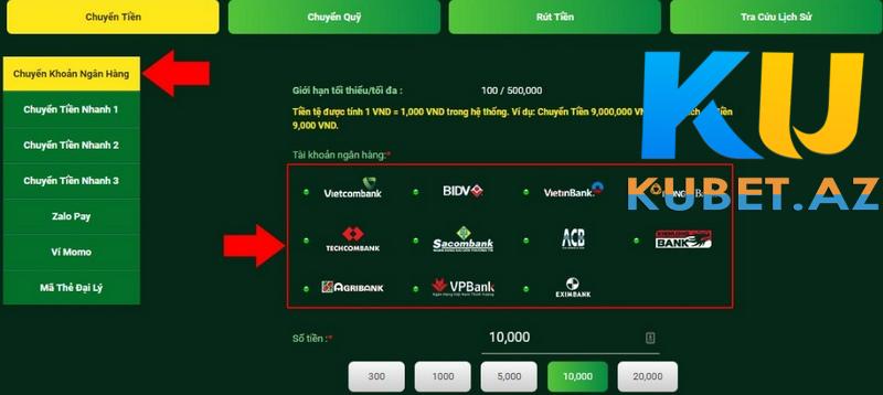 Các hình thức nạp tiền đa dạng qua ngân hàng Các hình thức nạp tiền đa dạng qua ngân hàng